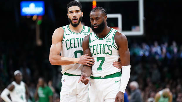 Jayson Tatum and Jaylen Brown of the Boston Celtics